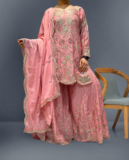 Pink Color Beautiful Plazo Suit For your festival and wedding wear