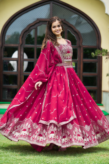 Rani Color Beautiful Lehenga Choli For upcoming function