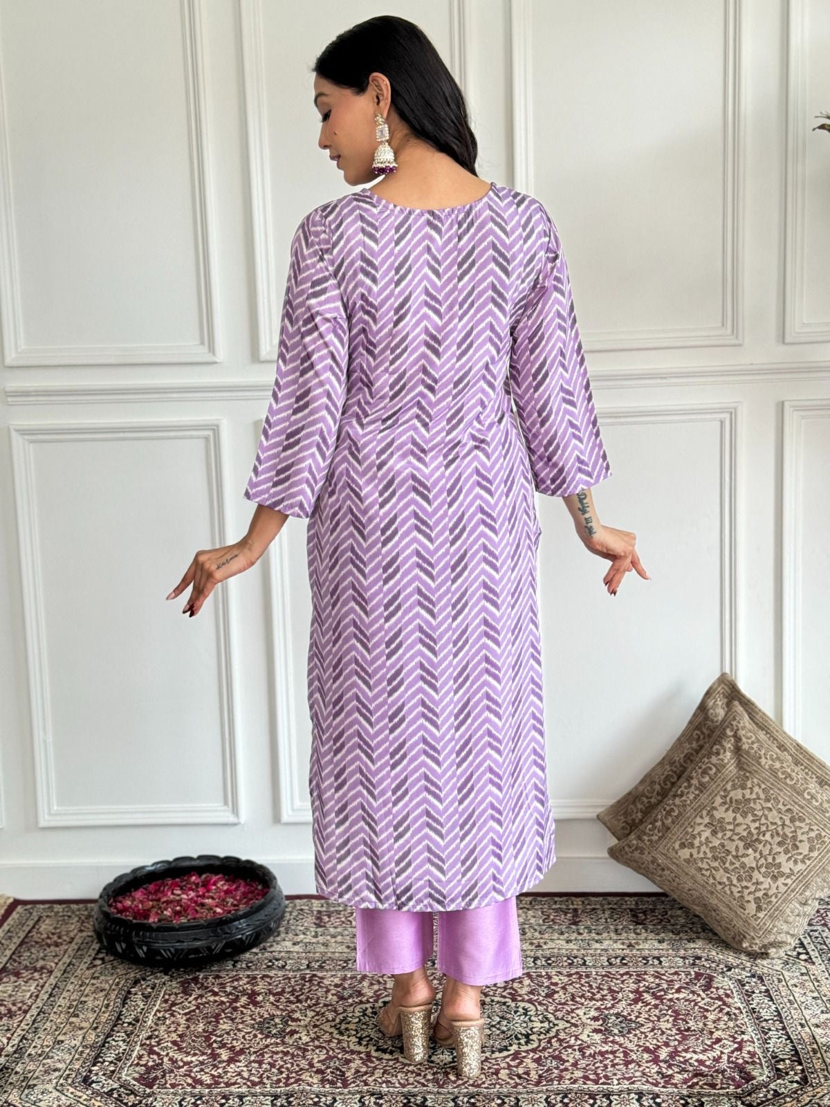 Kurti Dupatta And Bottom Set in Crepe Fabric