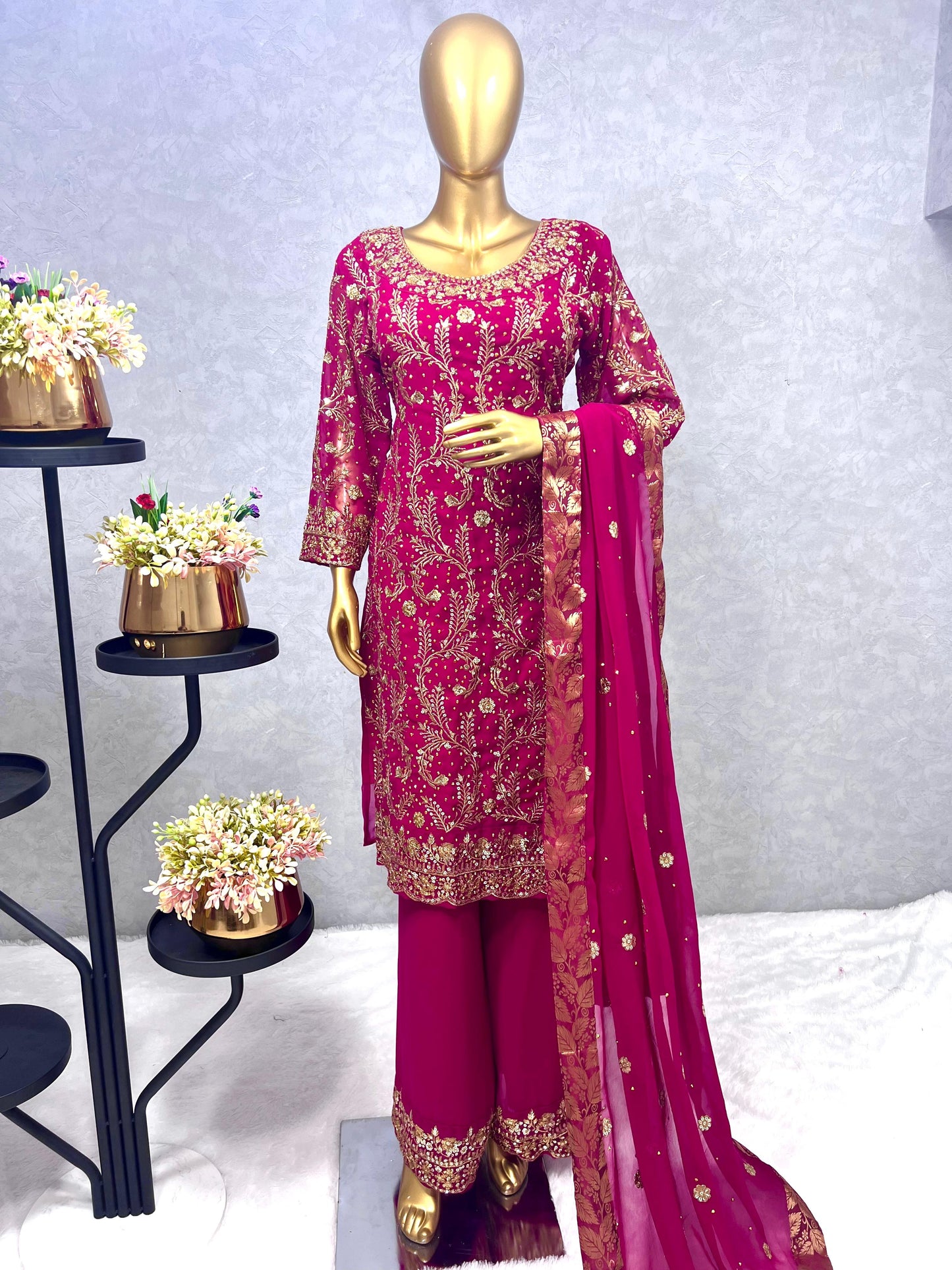 maroon Color Beautiful Partywear Suit In Georgette Fabric