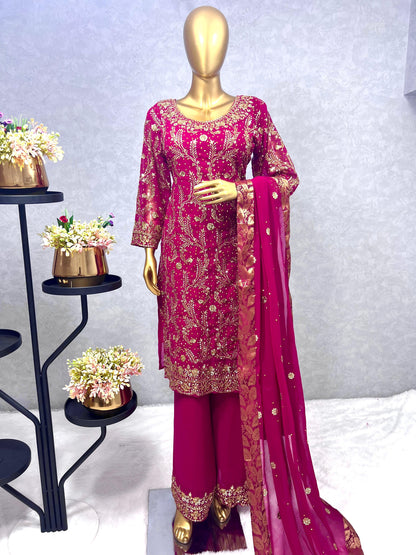 maroon Color Beautiful Partywear Suit In Georgette Fabric