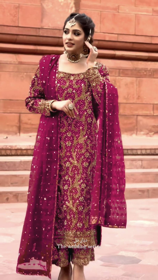 maroon Color Beautiful Partywear Suit In Georgette Fabric