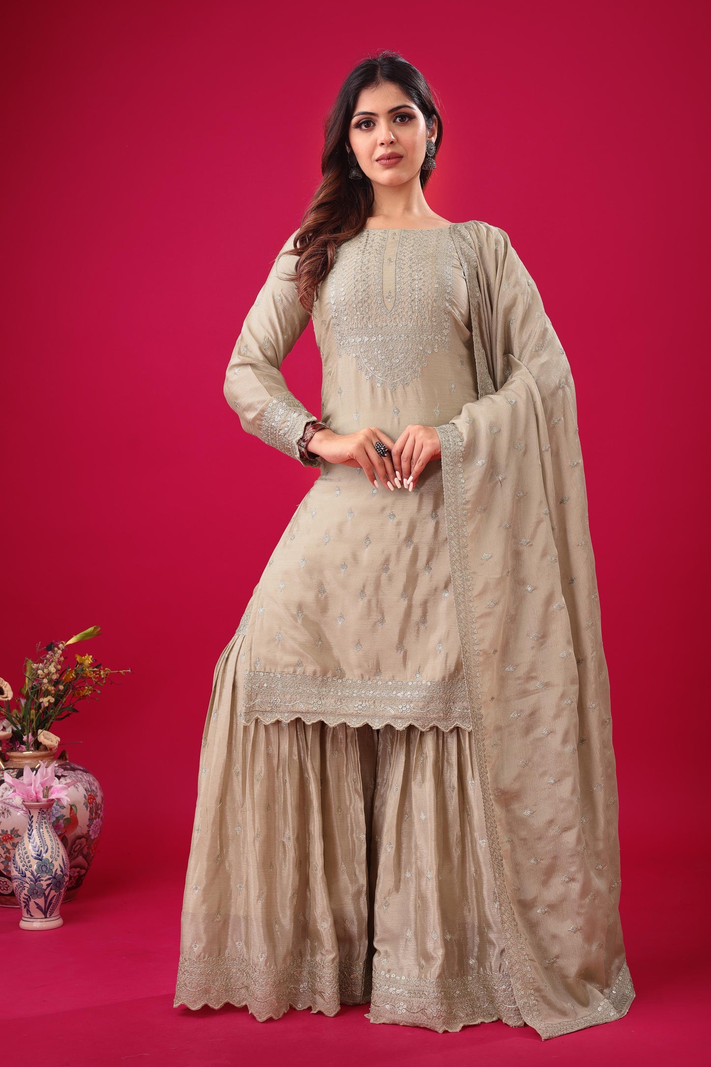 Chiku Color Beautiful Partywear Sharara Suit