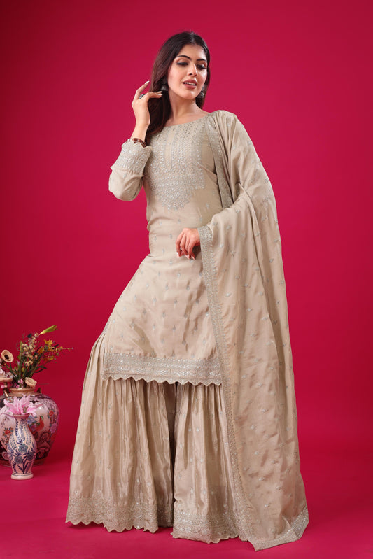 Chiku Color Beautiful Partywear Sharara Suit