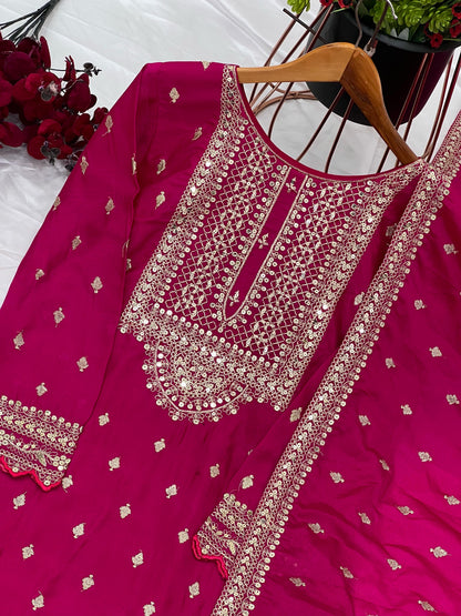 Pink Color Beautiful Partywear Sharara Suit