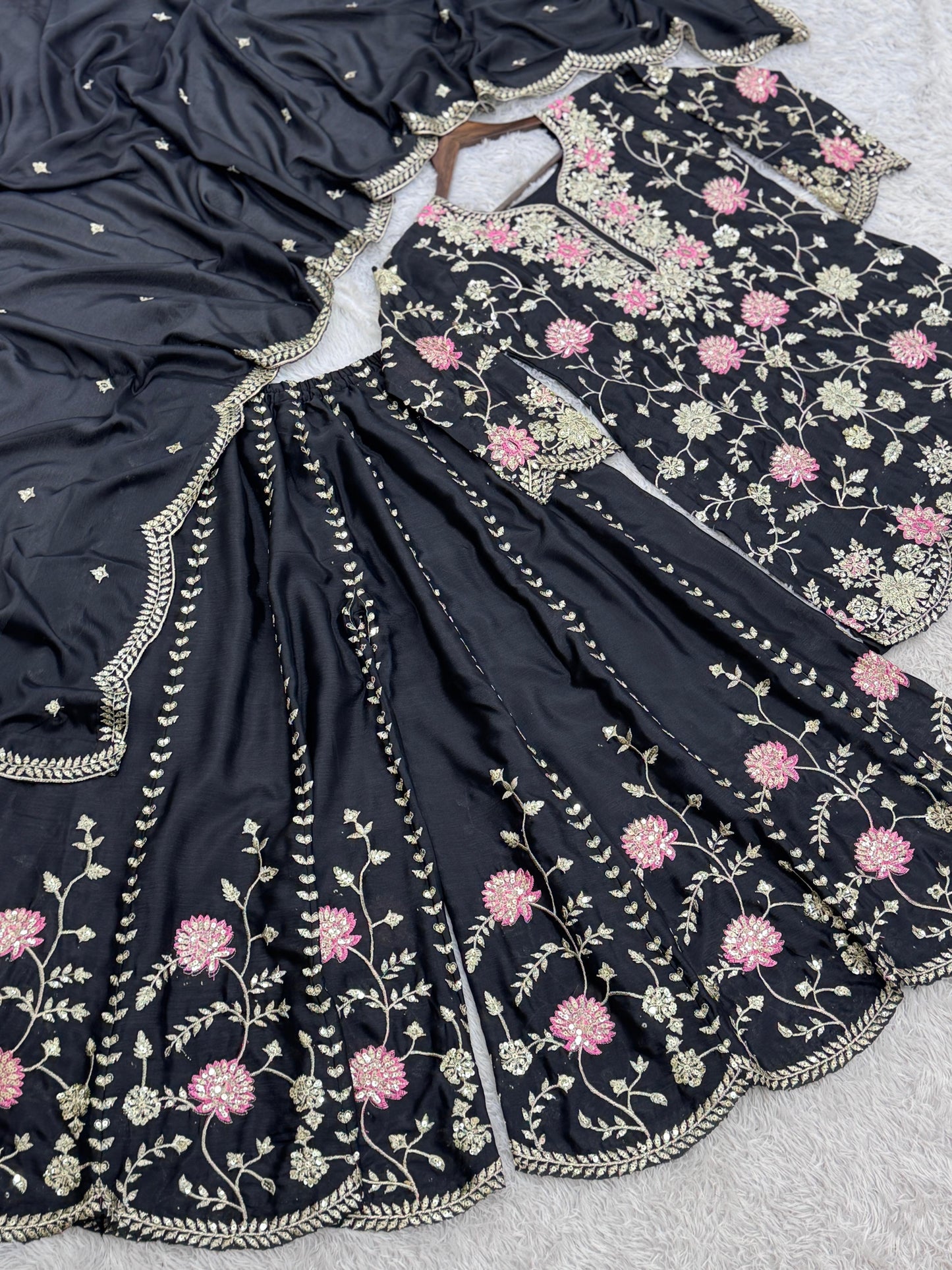 Black Color Beautiful Plazo Suit For your festival and wedding wear