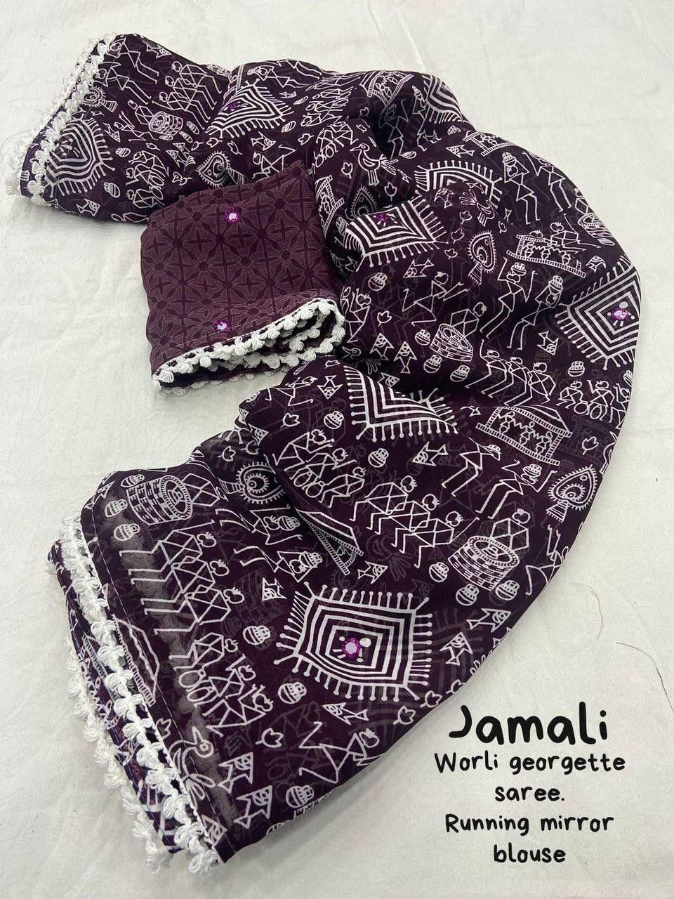 Purple Color Beautiful Georgette Saree For Regulars Wear