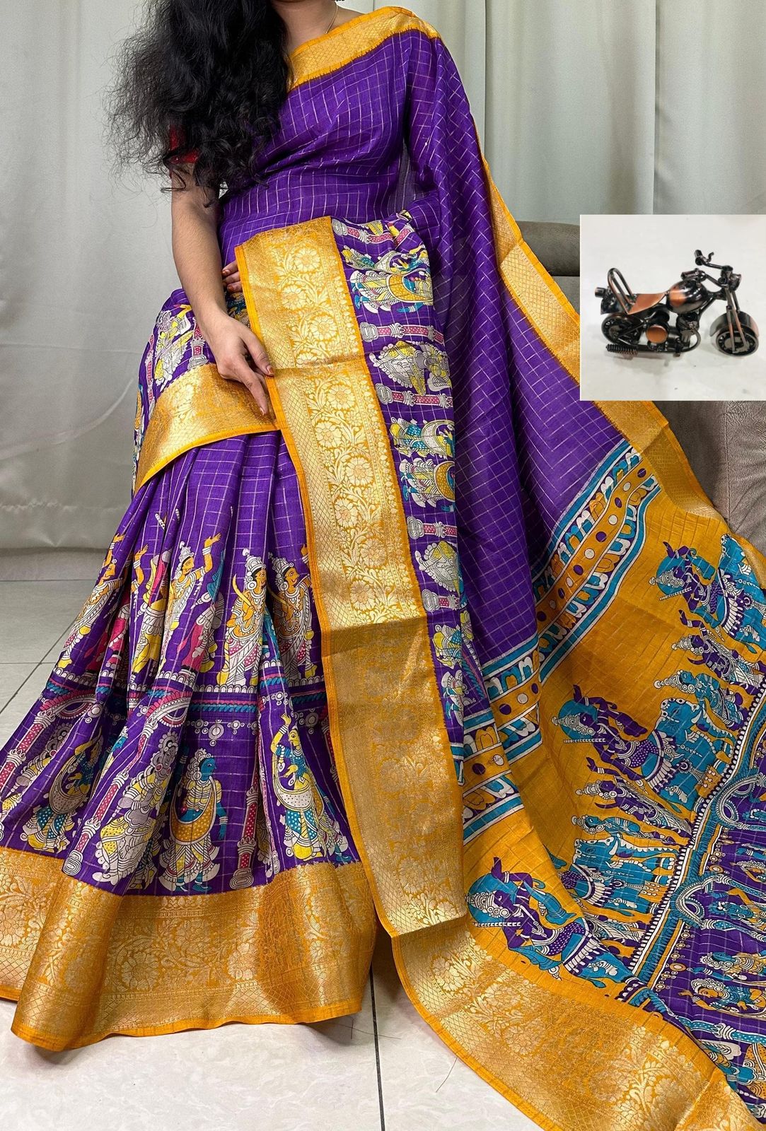 Beautiful Mangalagiri Dola Sarees With Print Checks