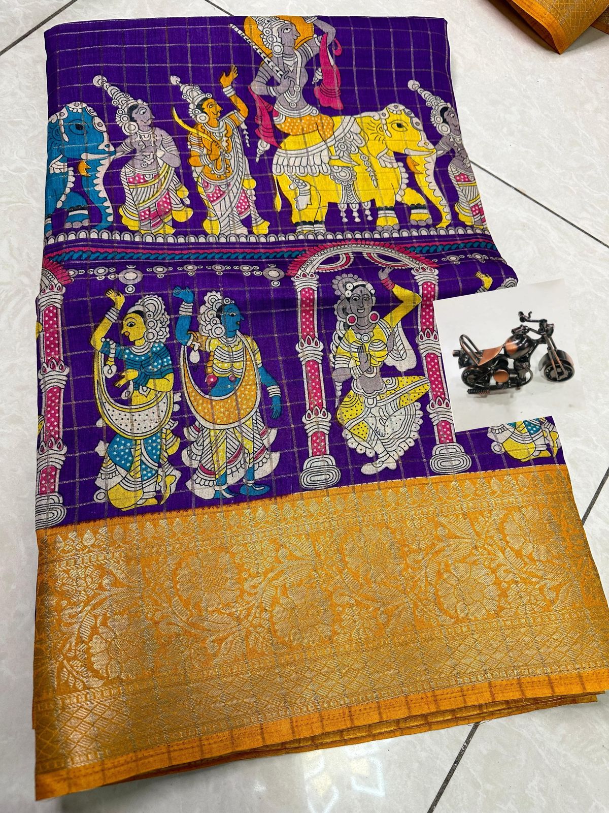 Beautiful Mangalagiri Dola Sarees With Print Checks