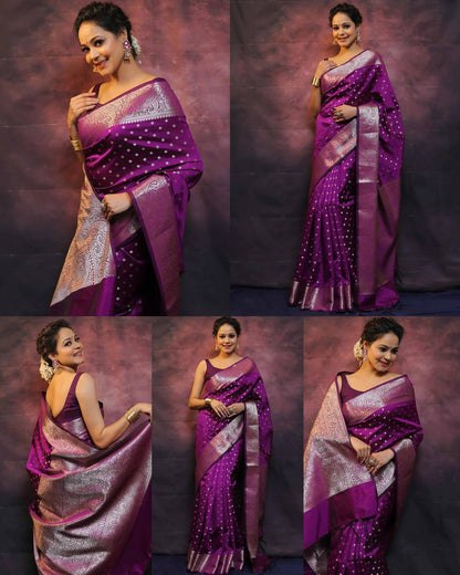 Purple Color beautiful Banarasi Silk Saree