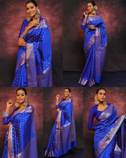 Blue Color beautiful Banarasi Silk Saree