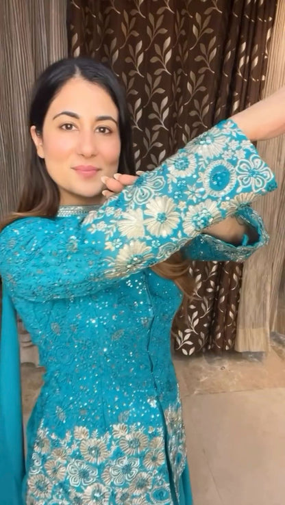 Sky Blue Color Beautiful Partywear Suit