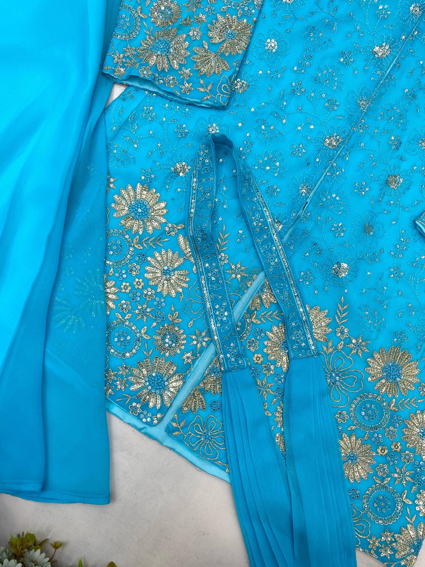 Sky Blue Color Beautiful Partywear Suit