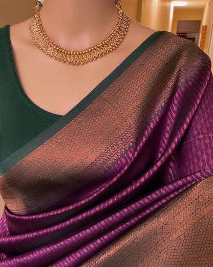 Purple Color Beautiful Banarasi Silk Saree