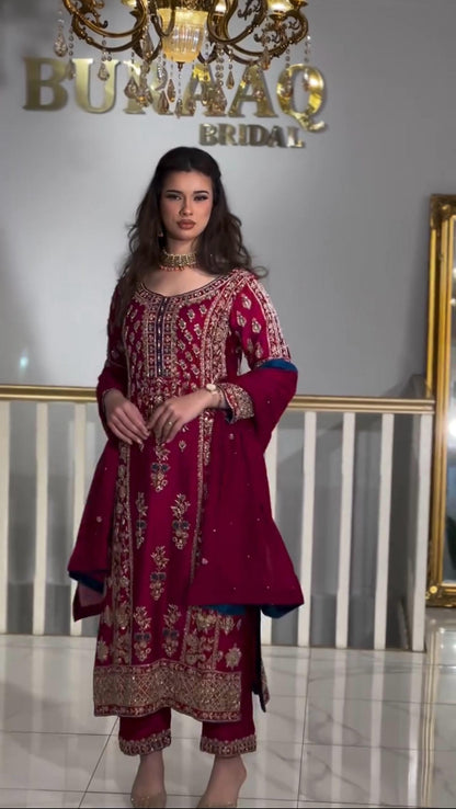 Red Color Beautiful Partywear Dress For Wedding Function