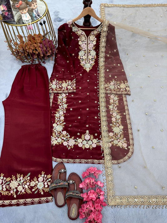 Maroon Color Beautiful Jimmy Choo Fabric Dress