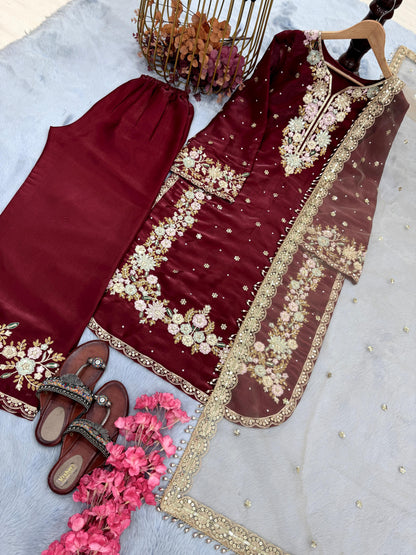 Maroon Color Beautiful Jimmy Choo Fabric Dress