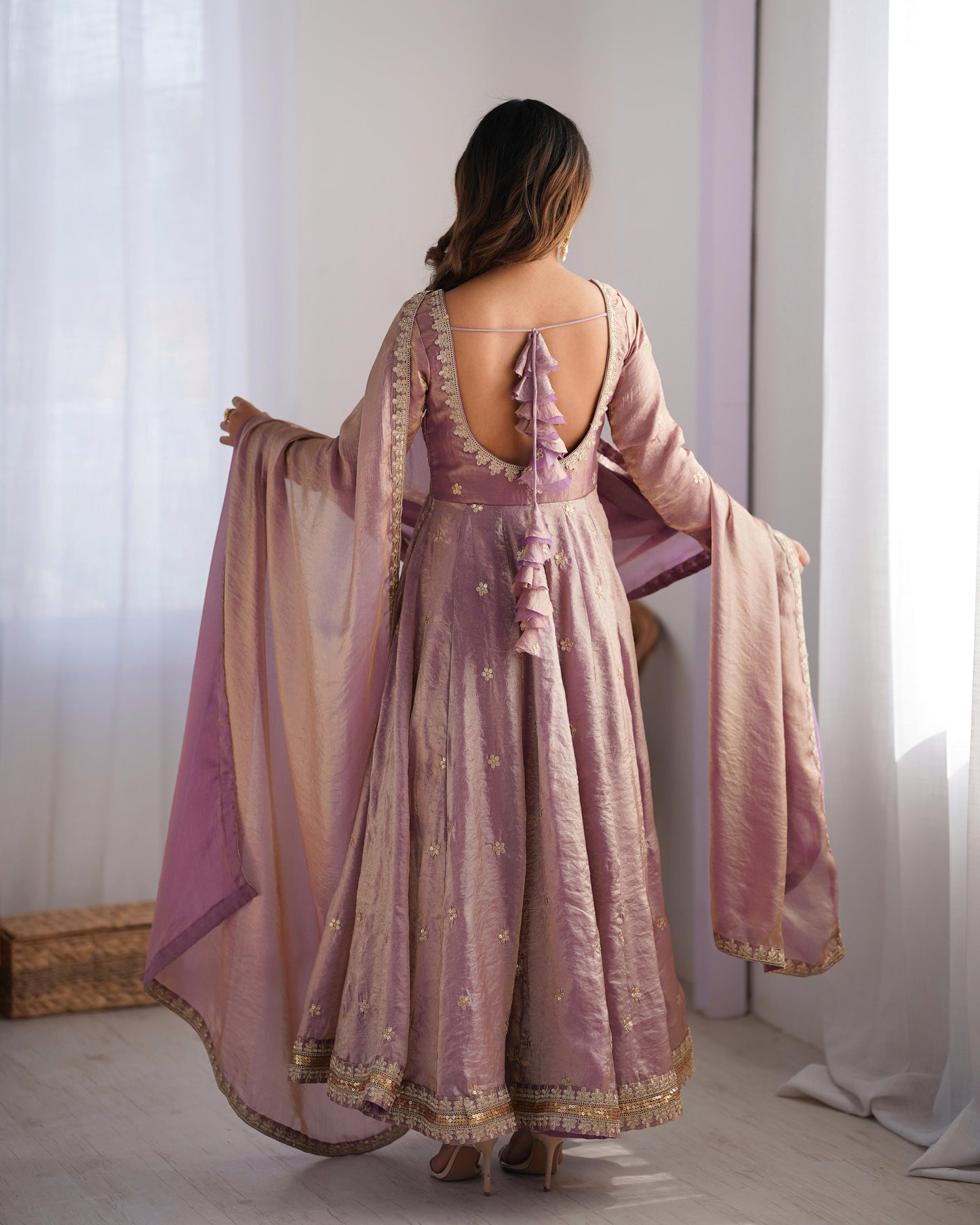 Fancy Color Beautiful Anarkali Gown in Silk Fabric