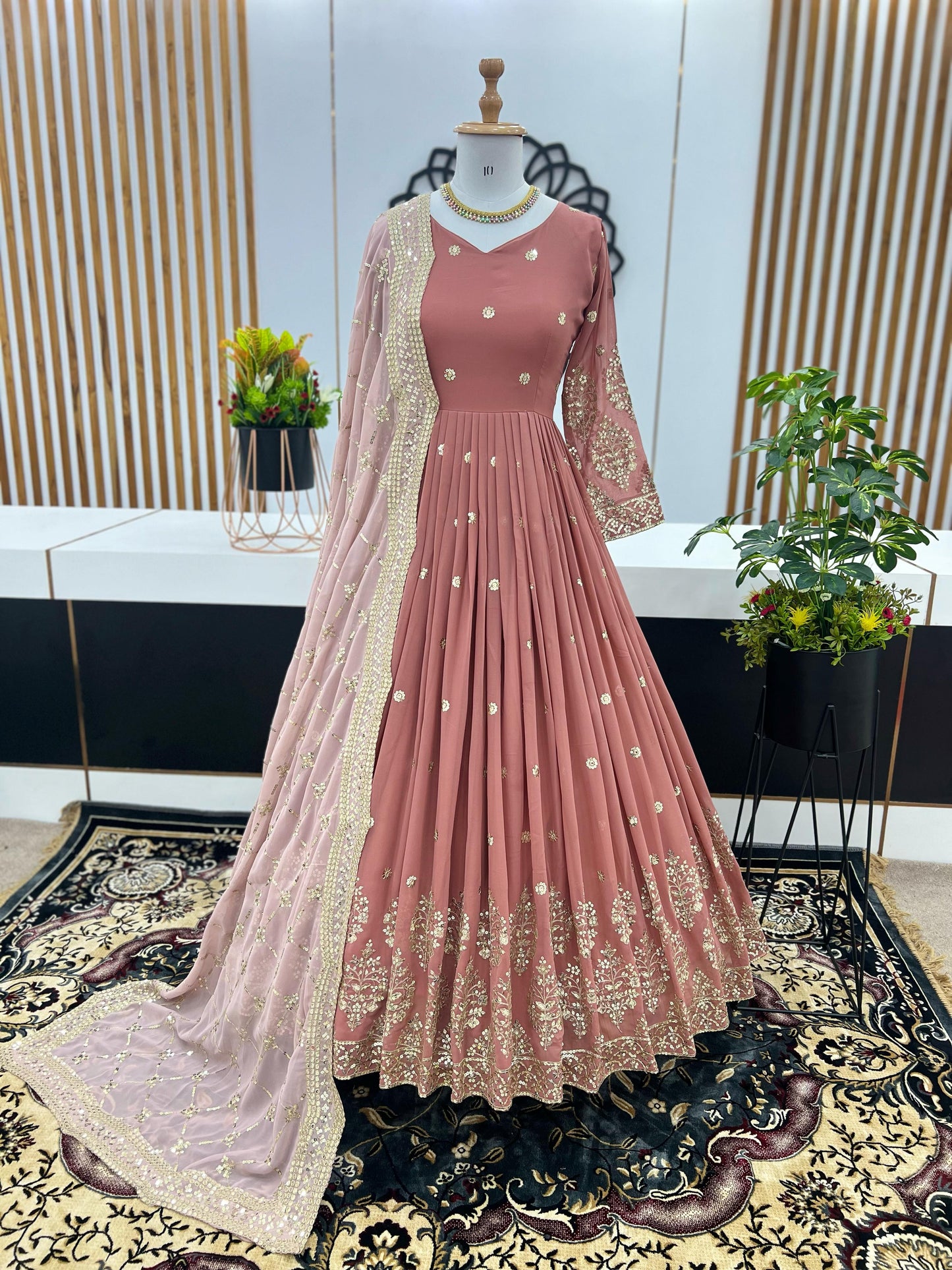 Pink Color Beautiful Anarkali Gown in Georgette Fabric