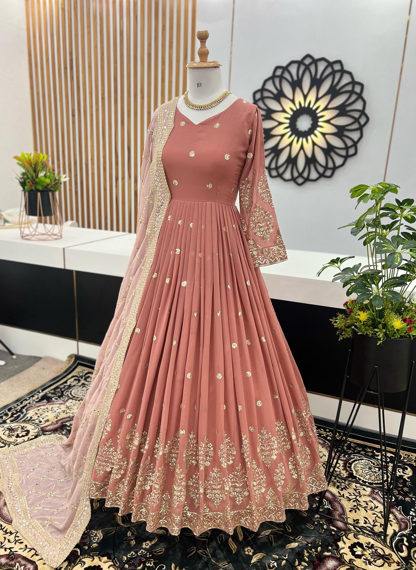 Pink Color Beautiful Anarkali Gown in Georgette Fabric