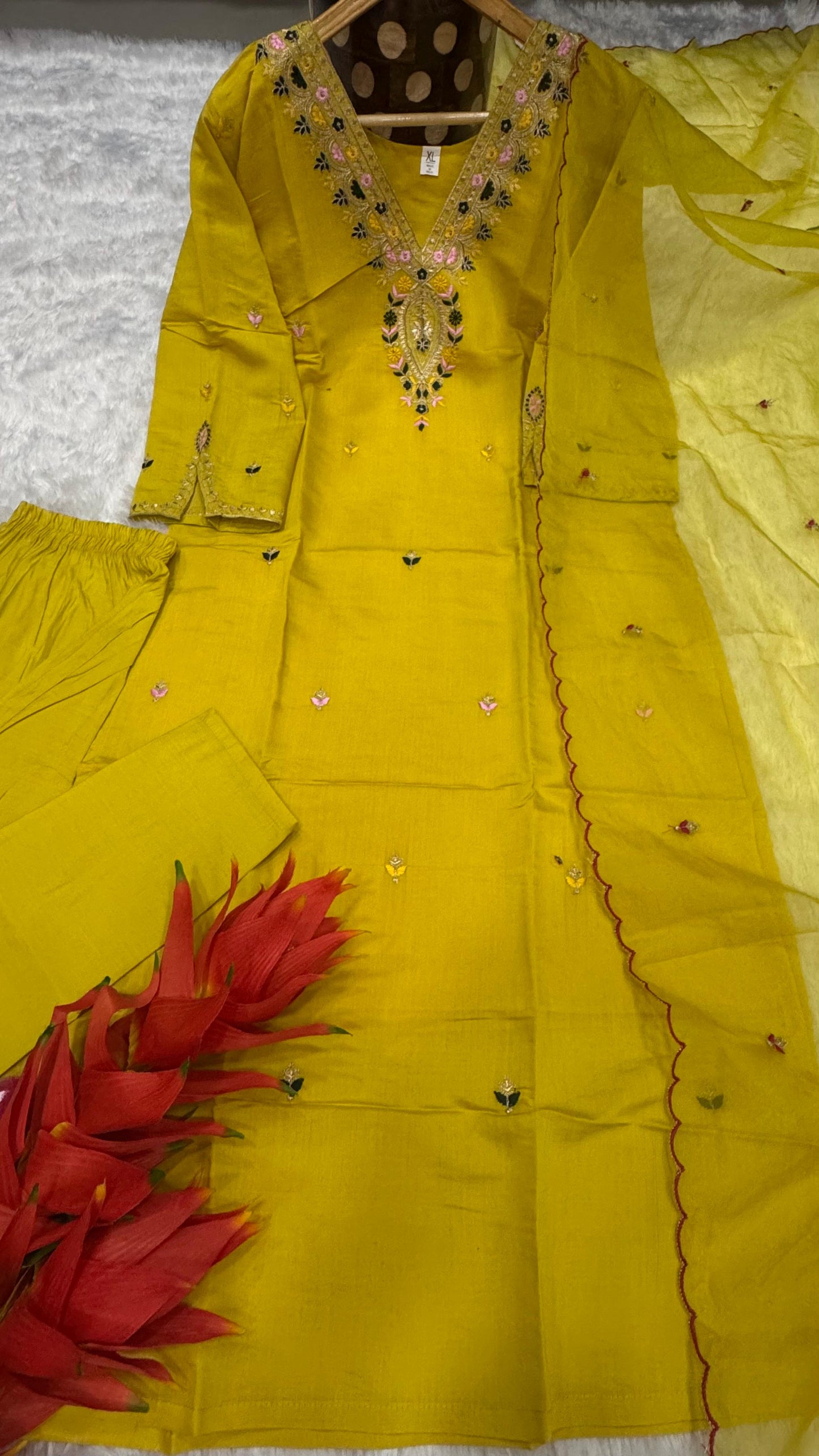 Yellow Color Beautiful Summer Wear Dress in Roman Silk Fabric
