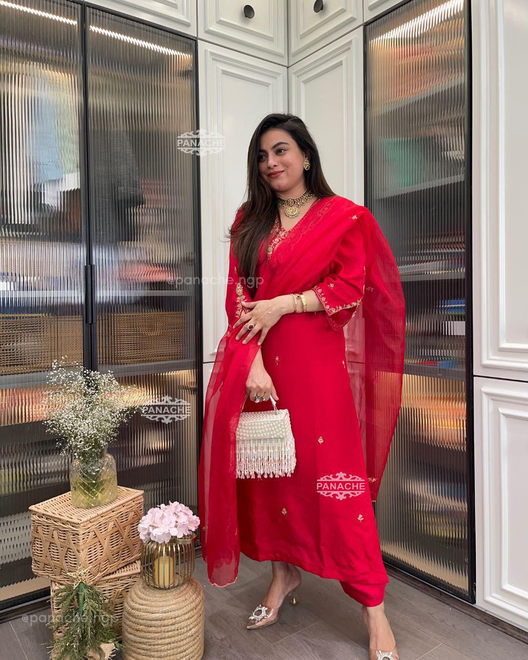 Pink Color Beautiful Summer Wear Dress in Roman Silk Fabric