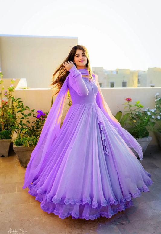 Gown with Dupatta in Georgette Fabric with 4 meter flair