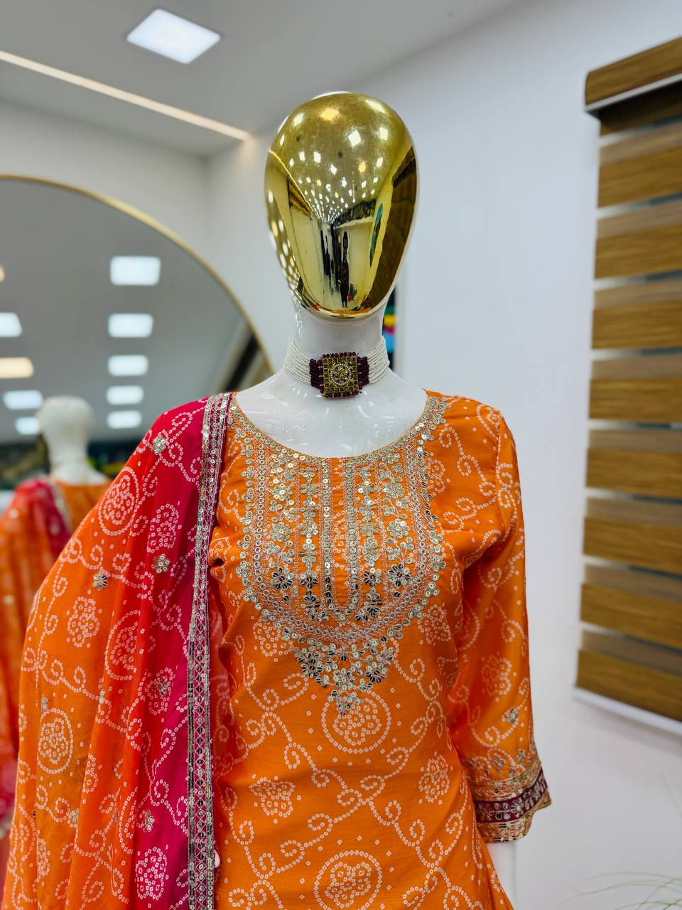 Designer Party Sharara Suit & Dupatta Set in orange color