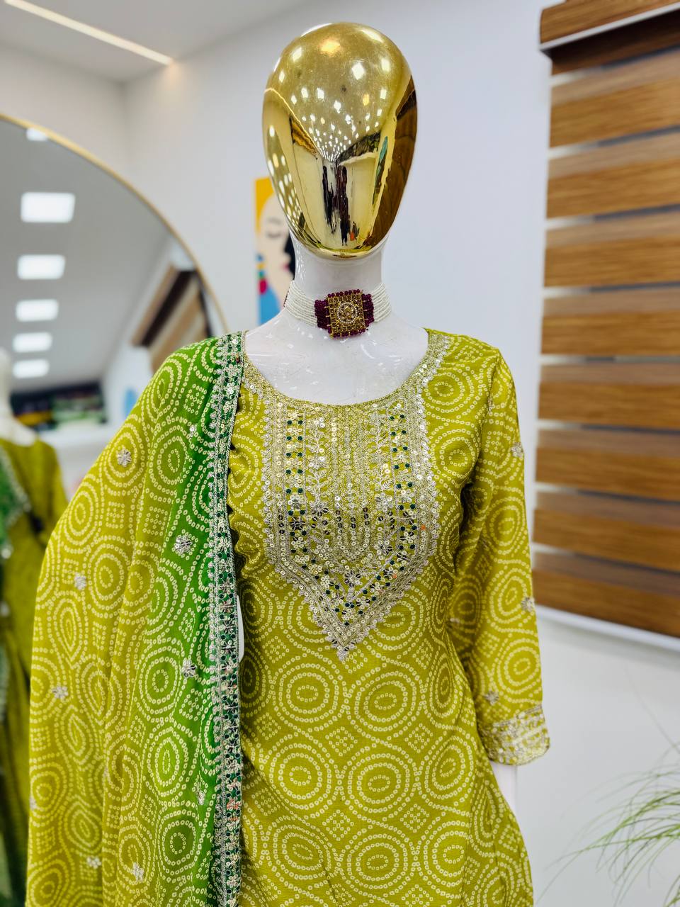 Designer Party Sharara Suit & Dupatta Set in green color