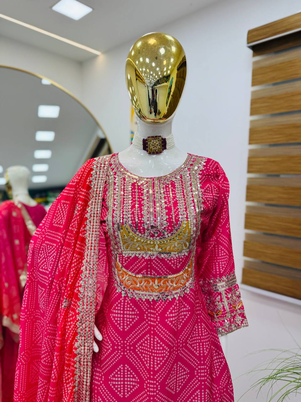 Designer Party Sharara Suit & Dupatta Set in pink red color
