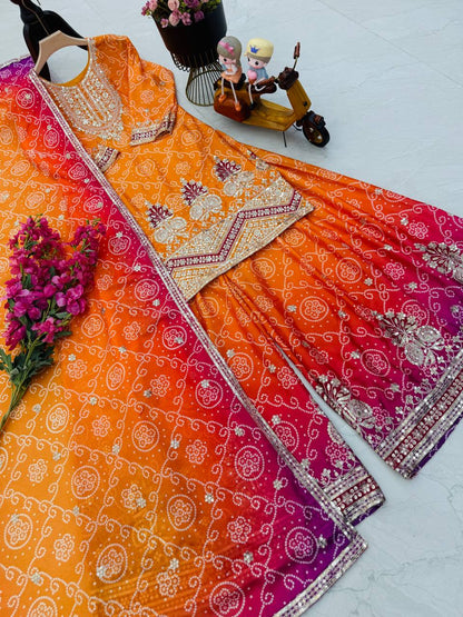 Designer Party Sharara Suit & Dupatta Set in orange color