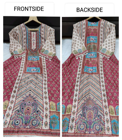 Maroon Color Summer Wear Chinon Fabric Dress