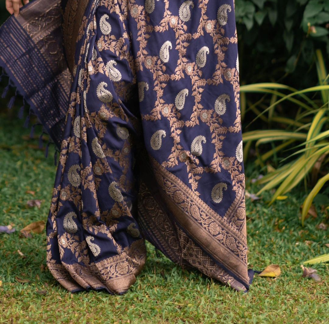 Blue Color Beautiful Silk Saree for daily wear use