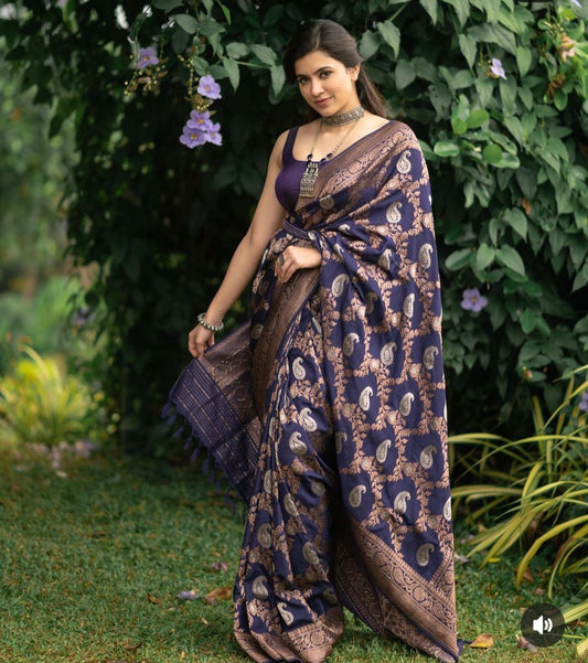 Blue Color Beautiful Silk Saree for daily wear use