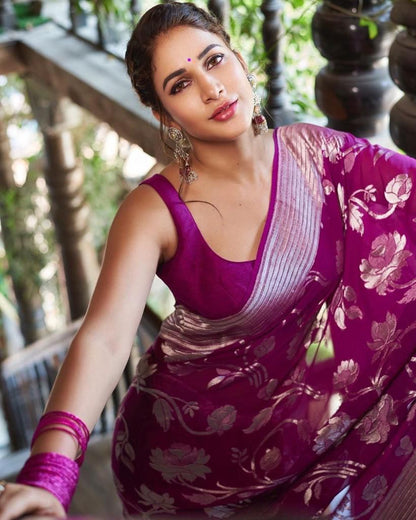 Pink Color Beautiful Silk Saree for daily wear use