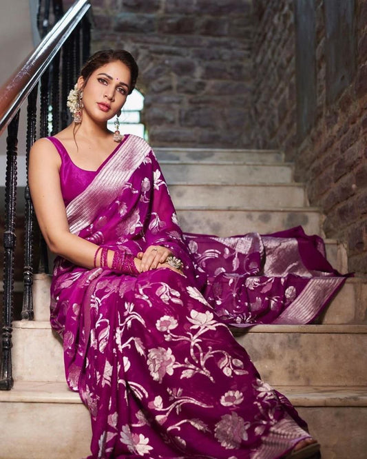 Pink Color Beautiful Silk Saree for daily wear use