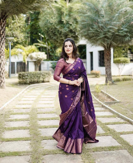 Purple Color Silk Saree for Daily Wear Use