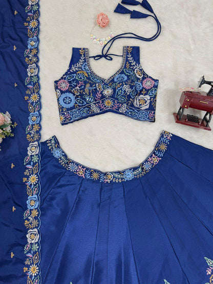 Blue Color Beautiful Partywear Lehenga Choli For wedding Function