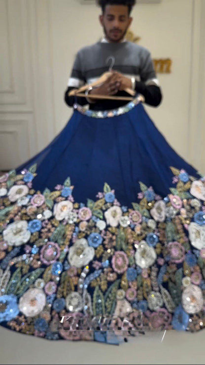 Blue Color Beautiful Partywear Lehenga Choli For wedding Function