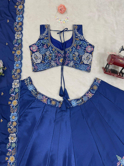 Blue Color Beautiful Partywear Lehenga Choli For wedding Function