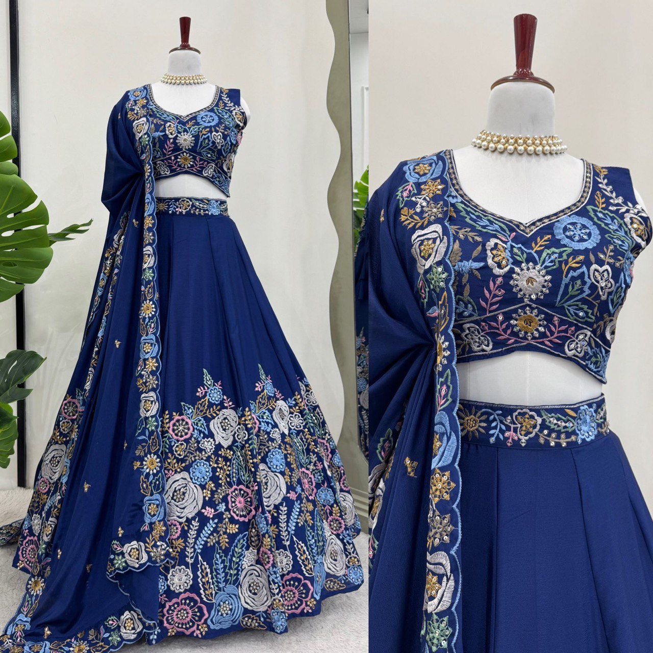Blue Color Beautiful Partywear Lehenga Choli For wedding Function