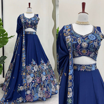 Blue Color Beautiful Partywear Lehenga Choli For wedding Function
