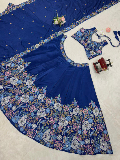 Blue Color Beautiful Partywear Lehenga Choli For wedding Function