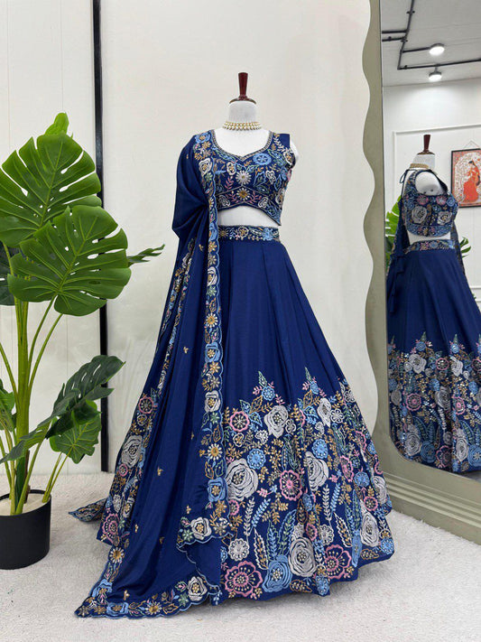 Blue Color Beautiful Partywear Lehenga Choli For wedding Function