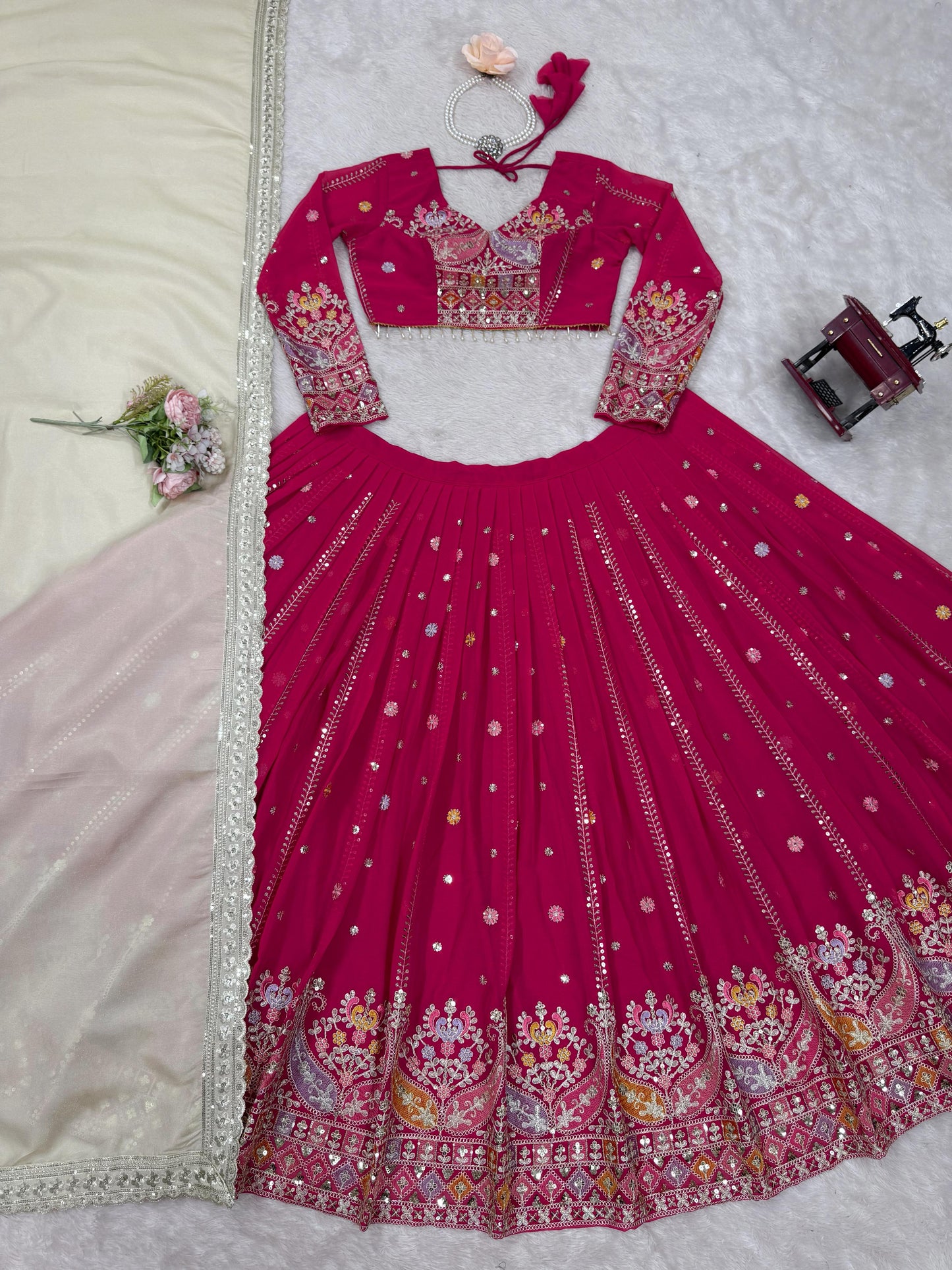 Pink Color Beautiful Partywear Lehenga Choli in Georgette Fabric