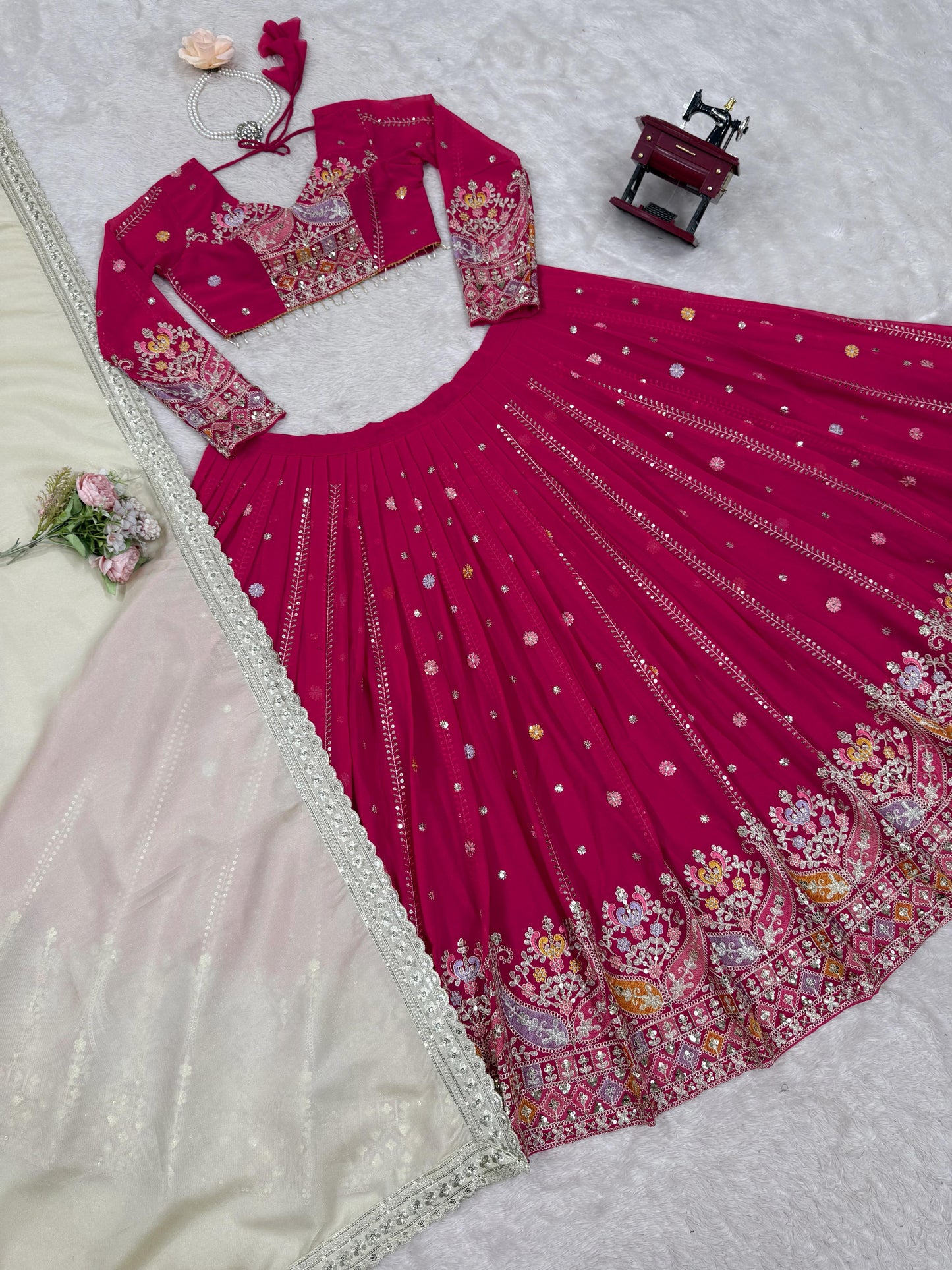 Pink Color Beautiful Partywear Lehenga Choli in Georgette Fabric