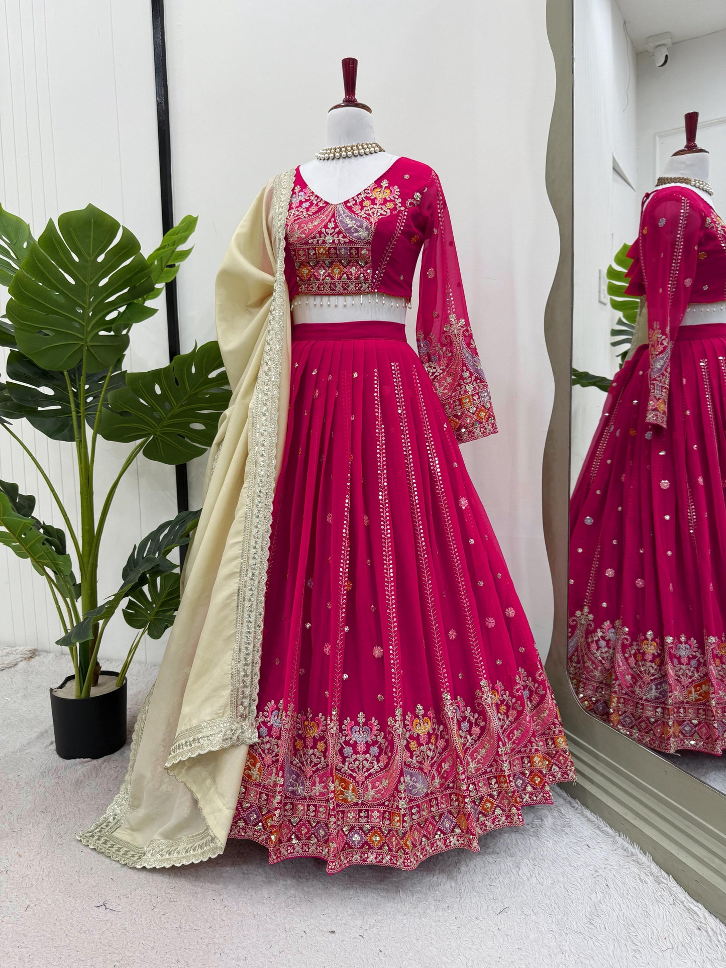 Pink Color Beautiful Partywear Lehenga Choli in Georgette Fabric