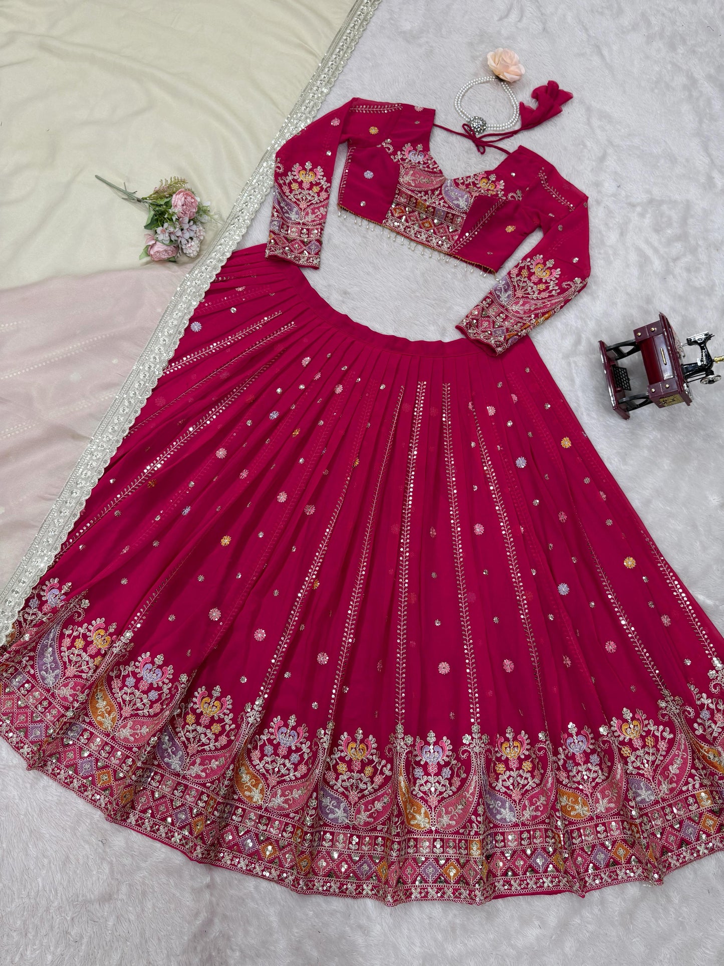 Pink Color Beautiful Partywear Lehenga Choli in Georgette Fabric