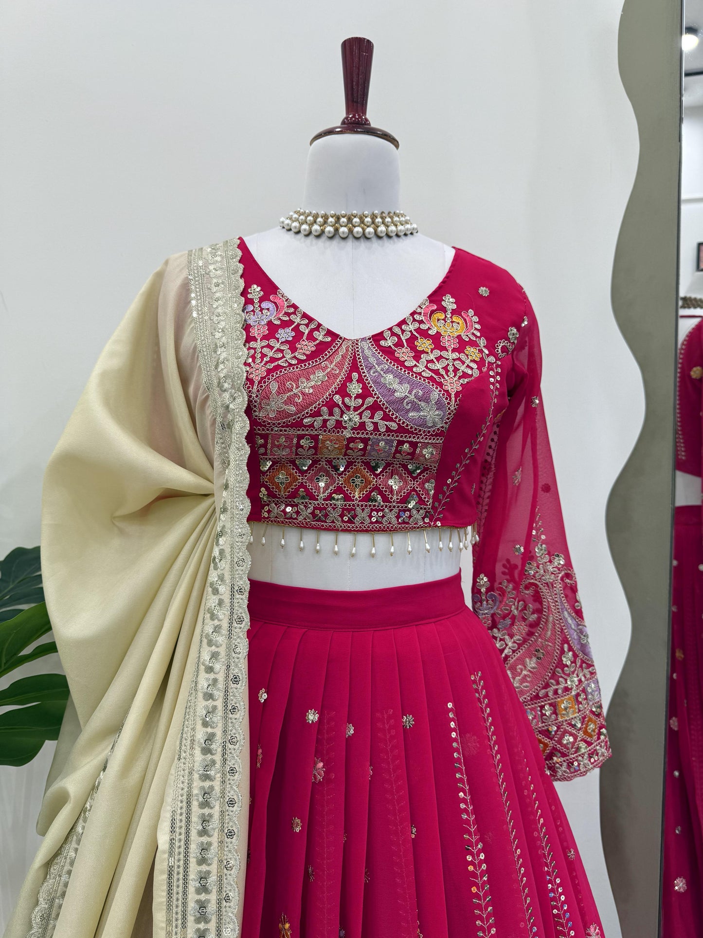 Pink Color Beautiful Partywear Lehenga Choli in Georgette Fabric