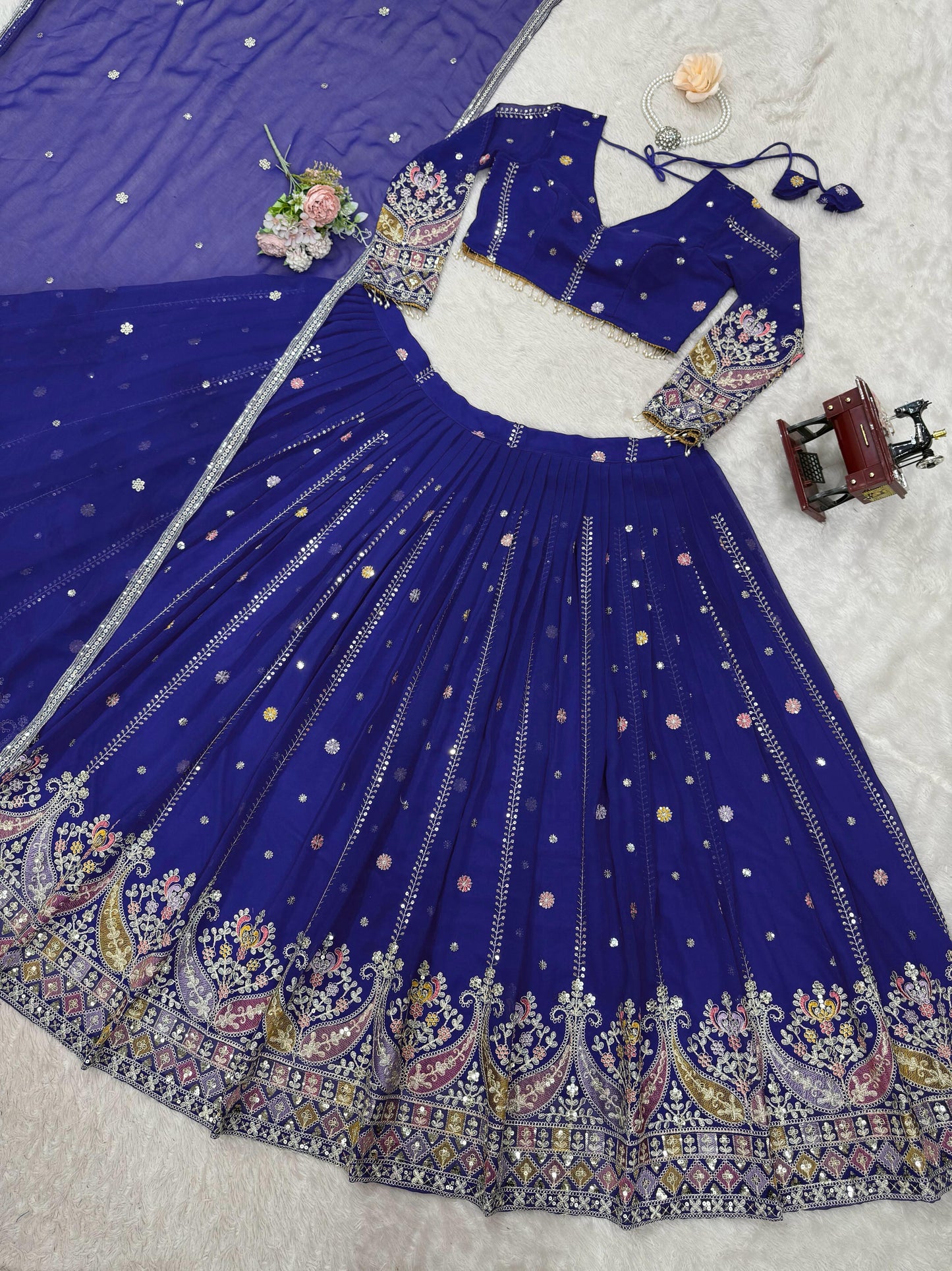Blue Color Beautiful Partywear Lehenga Choli in Georgette Fabric